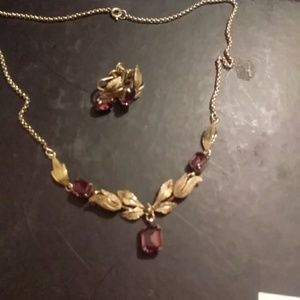 Purple stone earrings and necklace